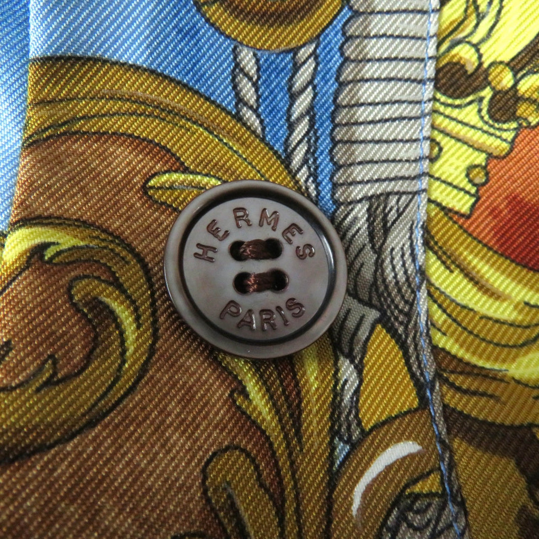 HERMES one piece Main: 100% silk Multi BATEAU A VAPEUR DE JOUFFROY DABBANS 1784 Steamboat Women 40 Used Authentic