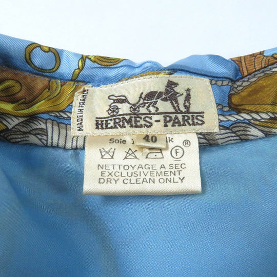 HERMES one piece Main: 100% silk Multi BATEAU A VAPEUR DE JOUFFROY DABBANS 1784 Steamboat Women 40 Used Authentic