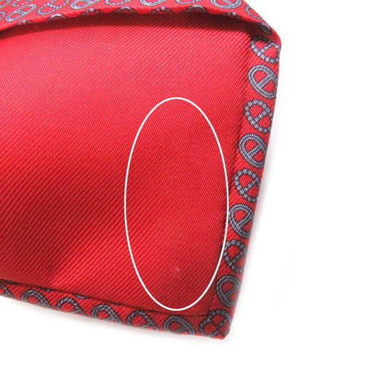 HERMES tie Main: 100% silk Rouge Gris mens Used Authentic