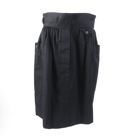 HERMES skirt Main: 100% cotton, some parts: sheep leather black Women 42 Used Authentic