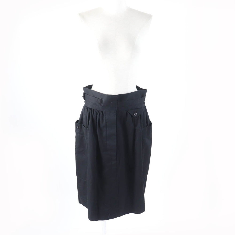 HERMES skirt Main: 100% cotton, some parts: sheep leather black Women 42 Used Authentic