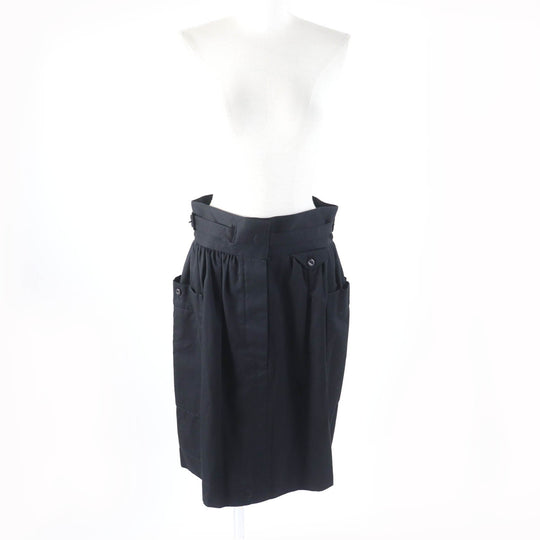 HERMES skirt Main: 100% cotton, some parts: sheep leather black Women 42 Used Authentic