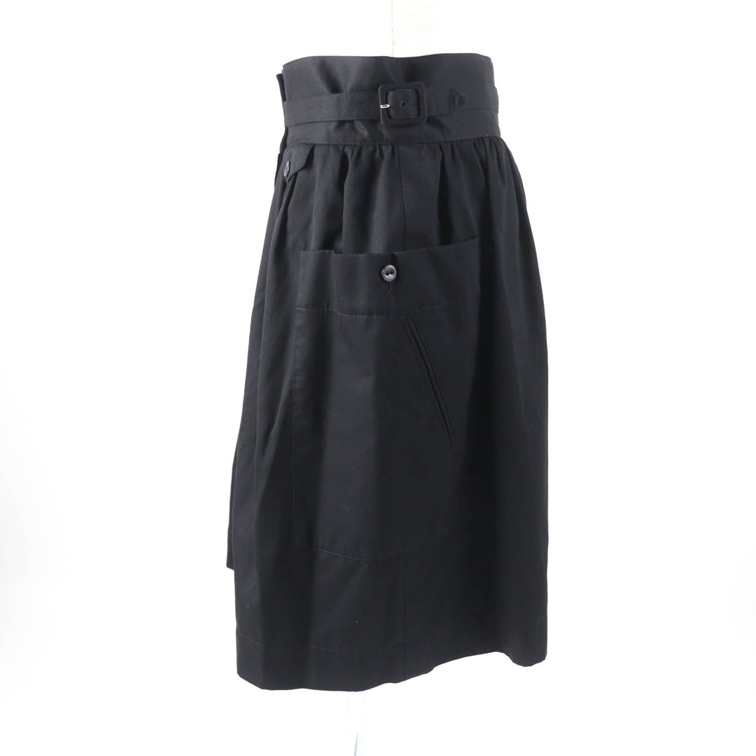 HERMES skirt Main: 100% cotton, some parts: sheep leather black Women 42 Used Authentic
