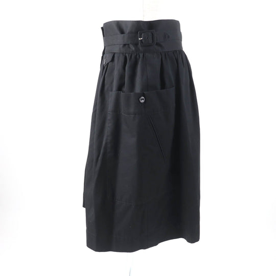 HERMES skirt Main: 100% cotton, some parts: sheep leather black Women 42 Used Authentic