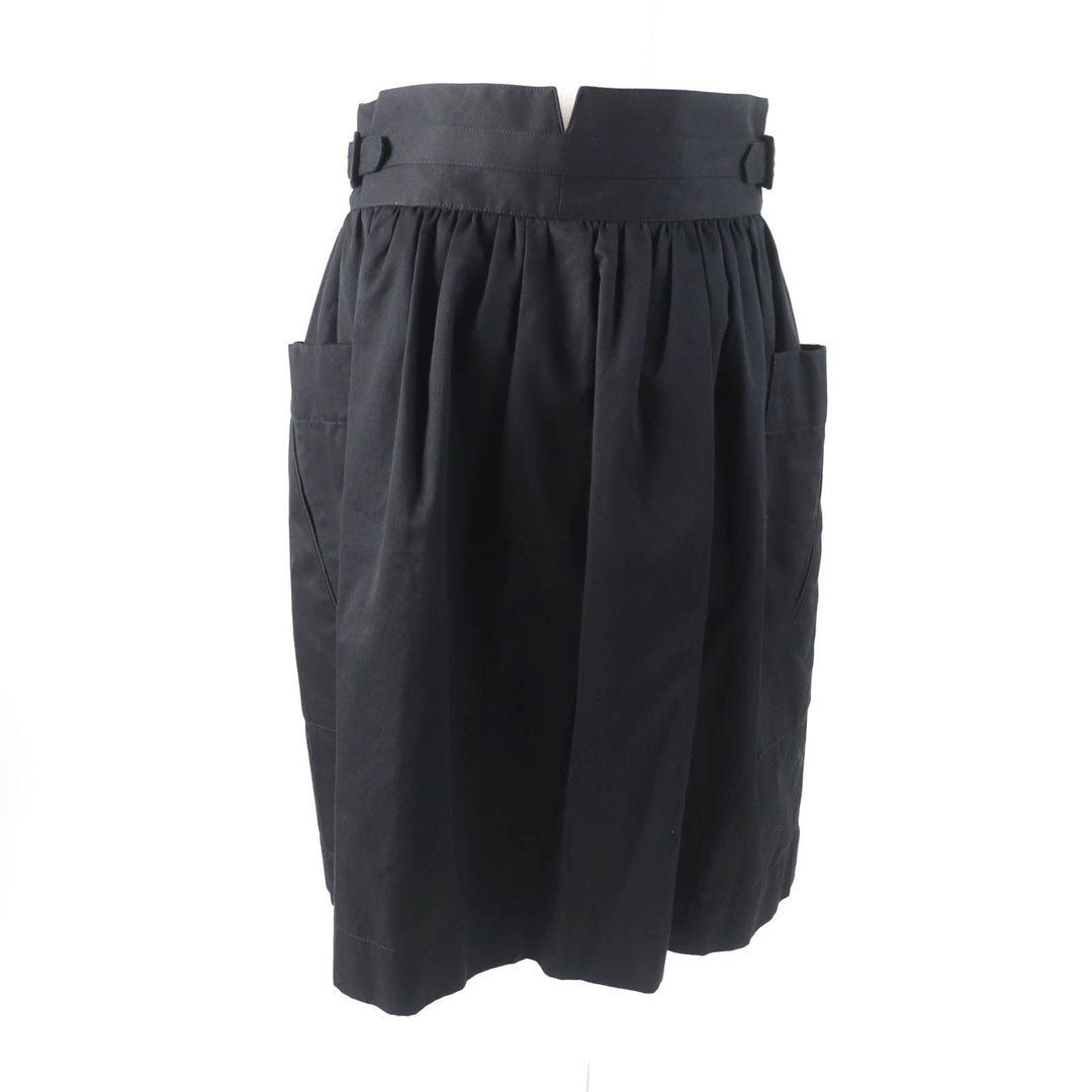 HERMES skirt Main: 100% cotton, some parts: sheep leather black Women 42 Used Authentic