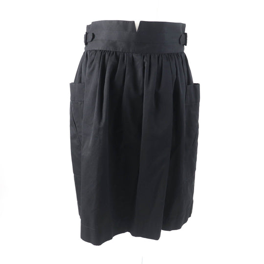 HERMES skirt Main: 100% cotton, some parts: sheep leather black Women 42 Used Authentic