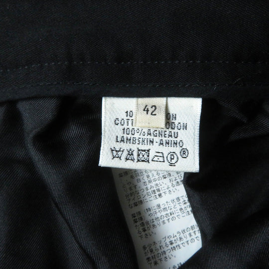 HERMES skirt Main: 100% cotton, some parts: sheep leather black Women 42 Used Authentic
