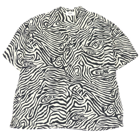 CELINE Short sleeve shirt 2C517235S Main: 100% rayon White black mens 38 Used Authentic