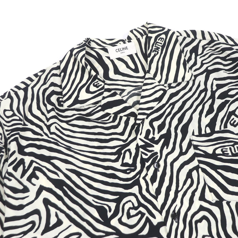 CELINE Short sleeve shirt 2C517235S Main: 100% rayon White black mens 38 Used Authentic