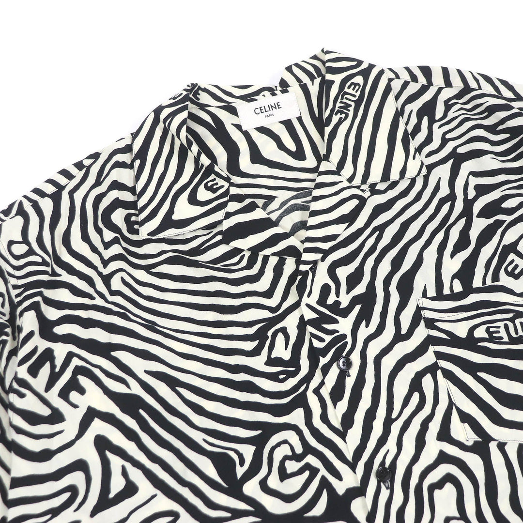 CELINE Short sleeve shirt 2C517235S Main: 100% rayon White black mens 38 Used Authentic