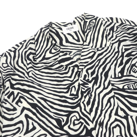 CELINE Short sleeve shirt 2C517235S Main: 100% rayon White black mens 38 Used Authentic
