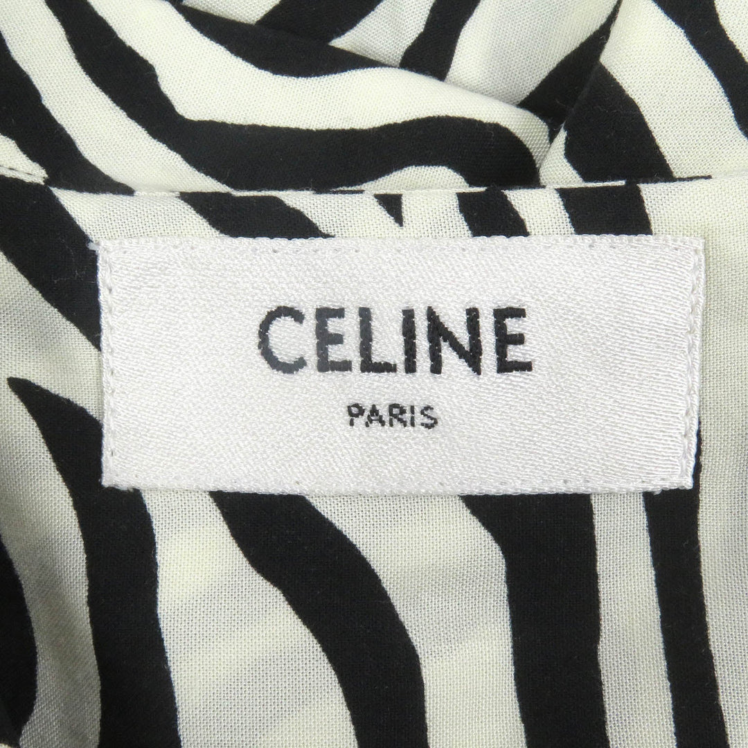 CELINE Short sleeve shirt 2C517235S Main: 100% rayon White black mens 38 Used Authentic