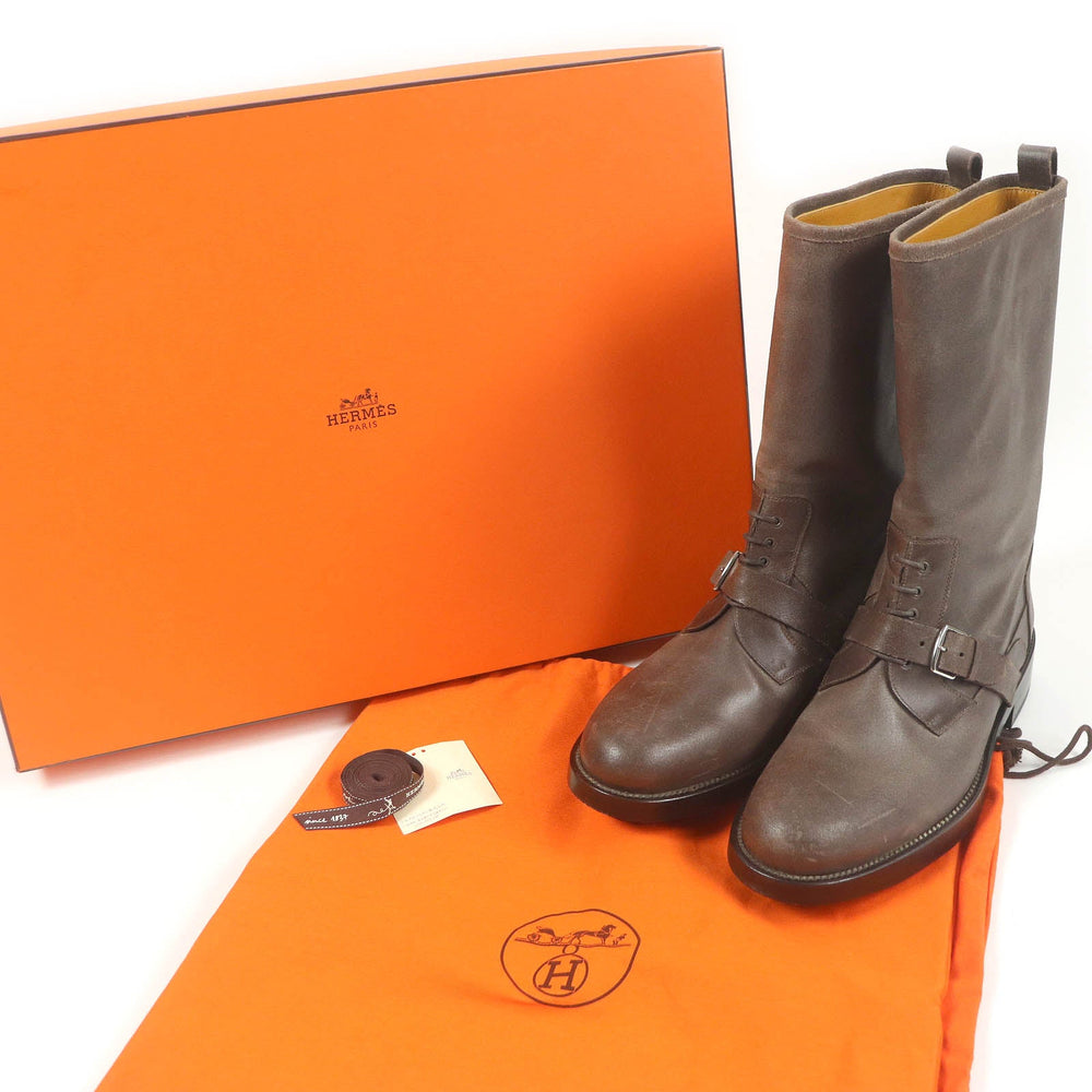 HERMES boots Main: Leather Brown mens 40 Used Authentic