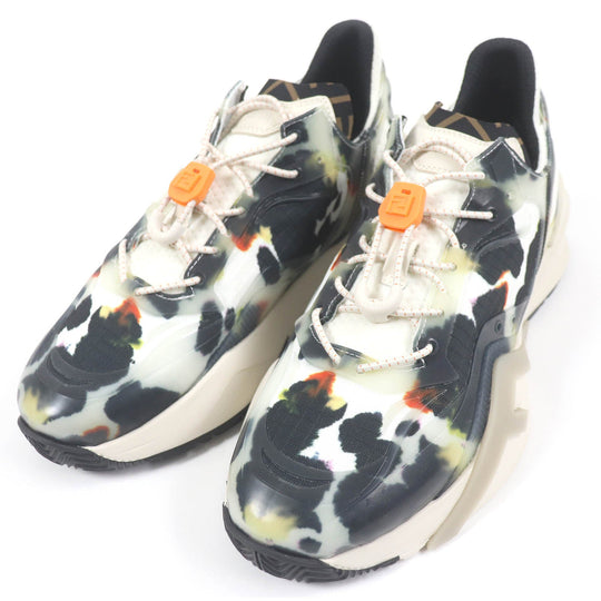 FENDI Low cut sneakers Nylon, Fabric Multi FF logo FLOW mens 7 Used Authentic