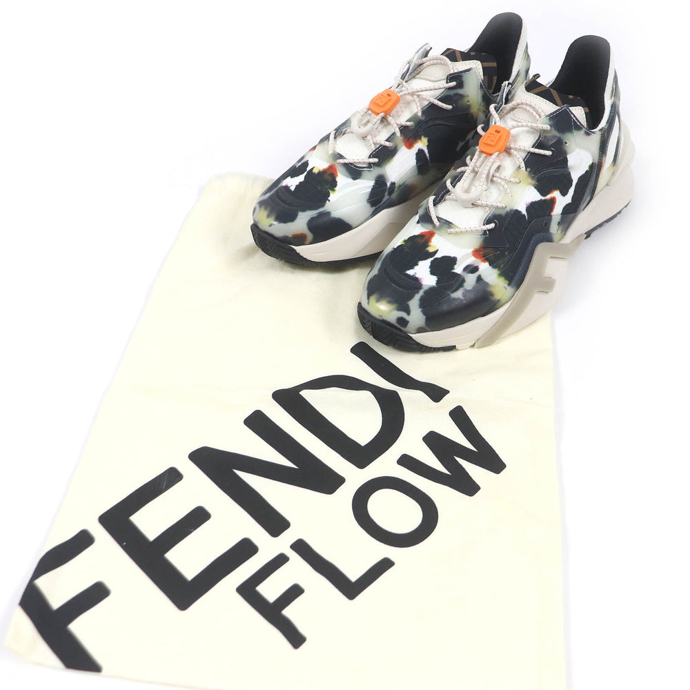 FENDI Low cut sneakers Nylon, Fabric Multi FF logo FLOW mens 7 Used Authentic