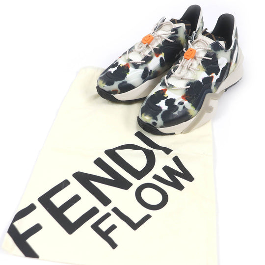 FENDI Low cut sneakers Nylon, Fabric Multi FF logo FLOW mens 7 Used Authentic