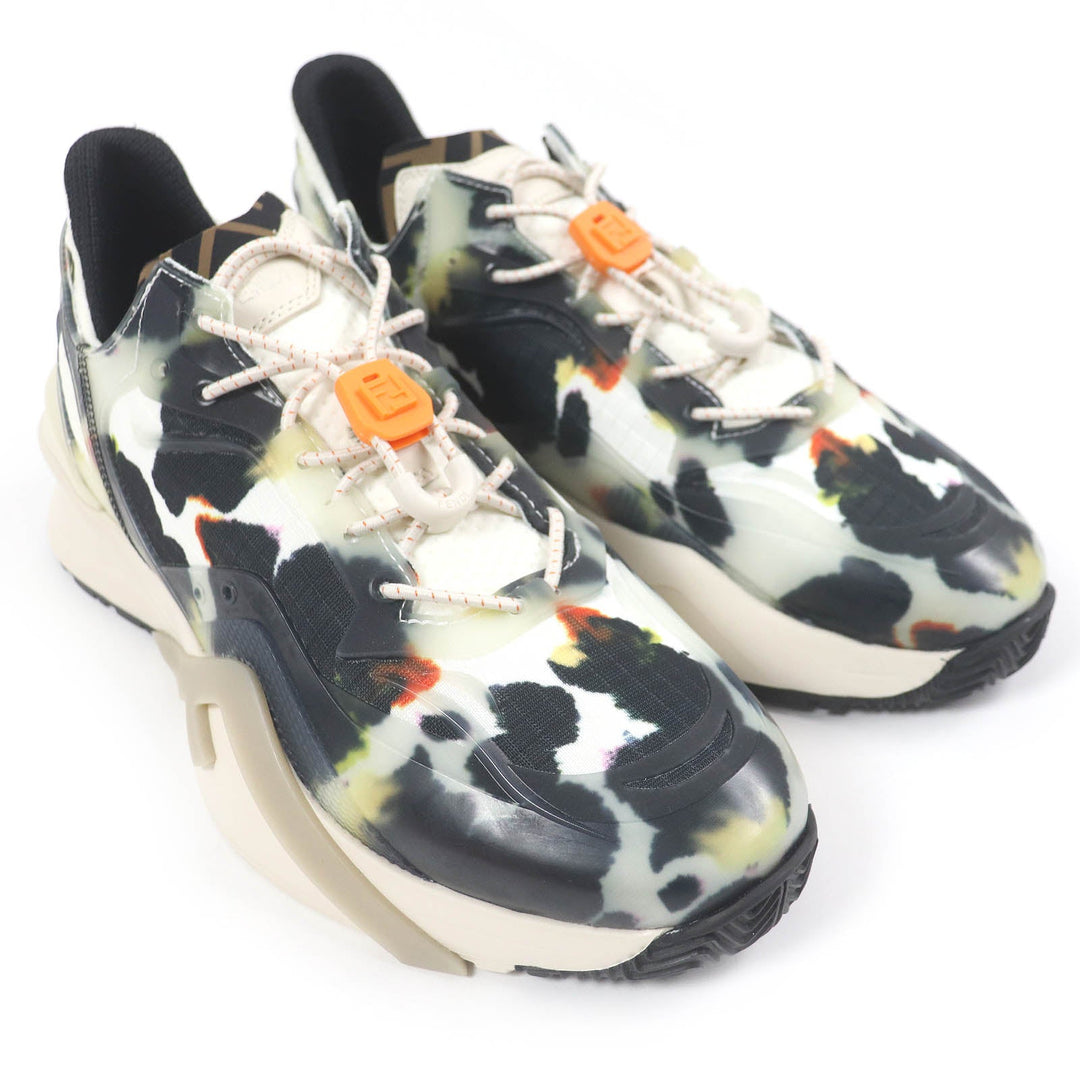 FENDI Low cut sneakers Nylon, Fabric Multi FF logo FLOW mens 7 Used Authentic