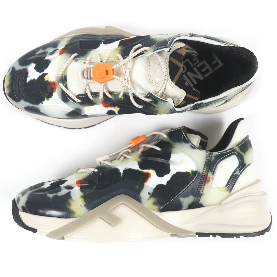 FENDI Low cut sneakers Nylon, Fabric Multi FF logo FLOW mens 7 Used Authentic