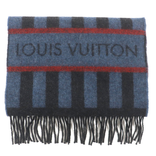 LOUIS VUITTON Scarf M75365 Main: 75% wool, Main: 25% angora Navy mens Used Authentic