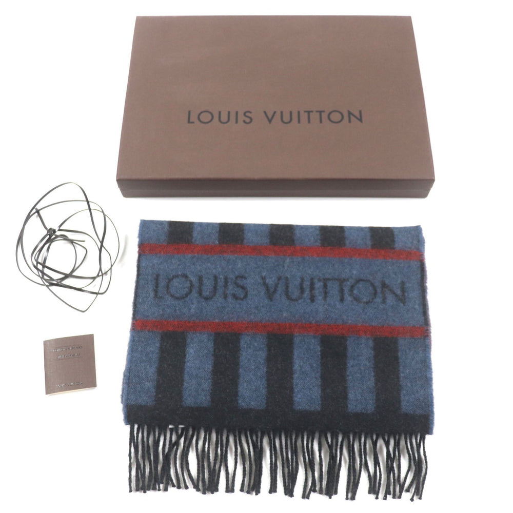LOUIS VUITTON Scarf M75365 Main: 75% wool, Main: 25% angora Navy mens Used Authentic