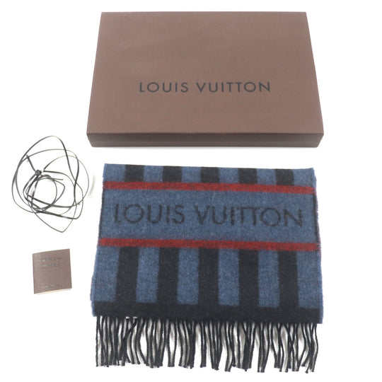 LOUIS VUITTON Scarf M75365 Main: 75% wool, Main: 25% angora Navy mens Used Authentic