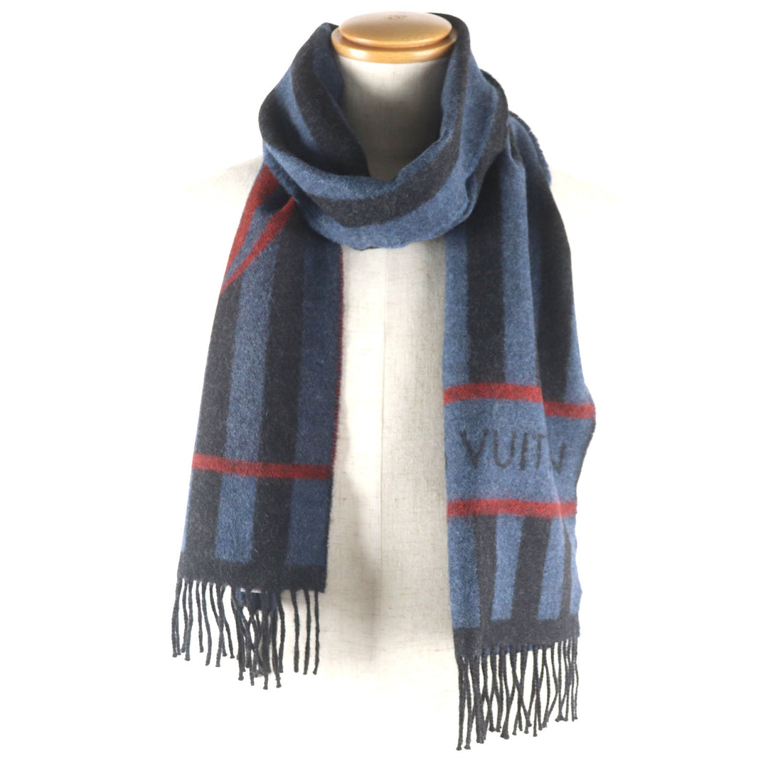 LOUIS VUITTON Scarf M75365 Main: 75% wool, Main: 25% angora Navy mens Used Authentic