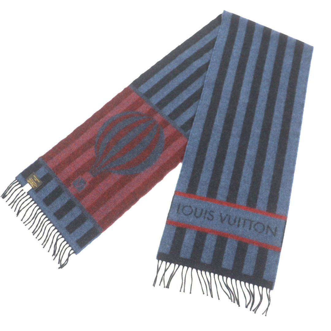 LOUIS VUITTON Scarf M75365 Main: 75% wool, Main: 25% angora Navy mens Used Authentic