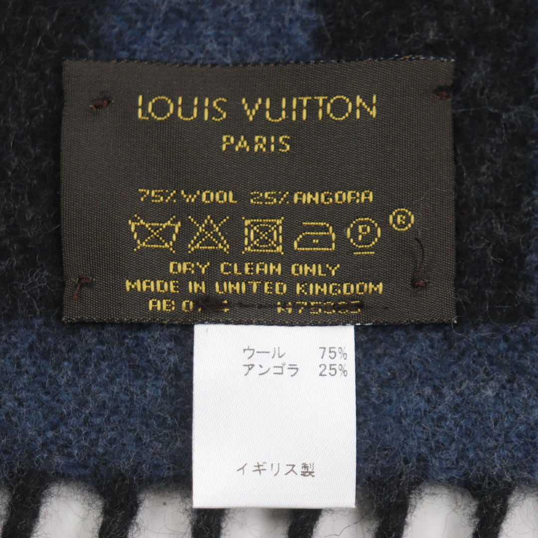 LOUIS VUITTON Scarf M75365 Main: 75% wool, Main: 25% angora Navy mens Used Authentic