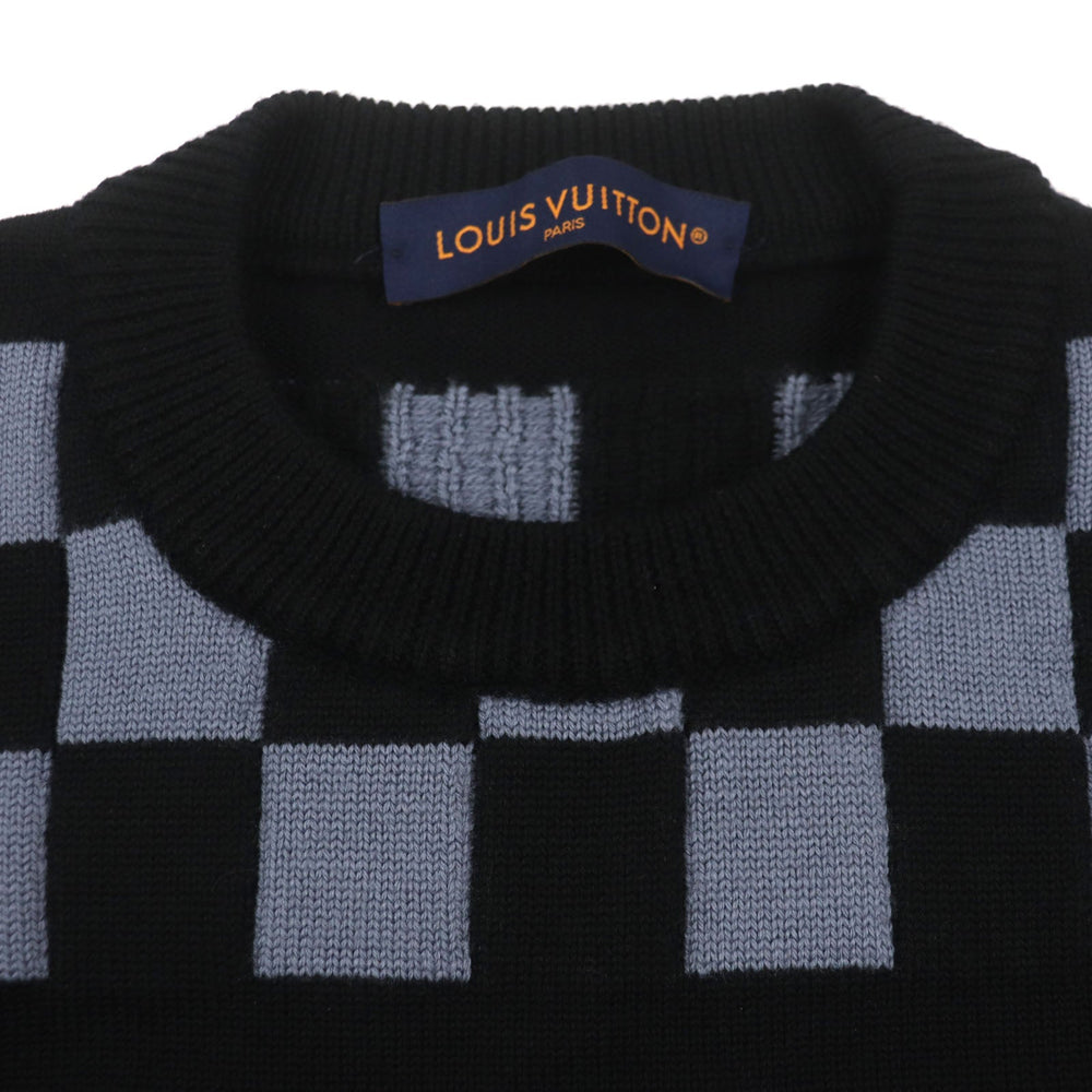 LOUIS VUITTON sweater Main: 100% wool Black Blue Multi LV Fair Isle Macro mens S Used Authentic