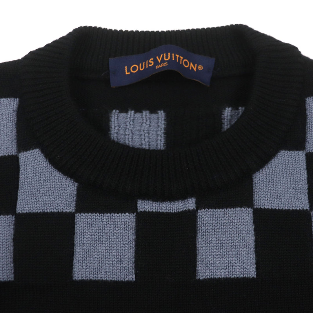 LOUIS VUITTON sweater Main: 100% wool Black Blue Multi LV Fair Isle Macro mens S Used Authentic