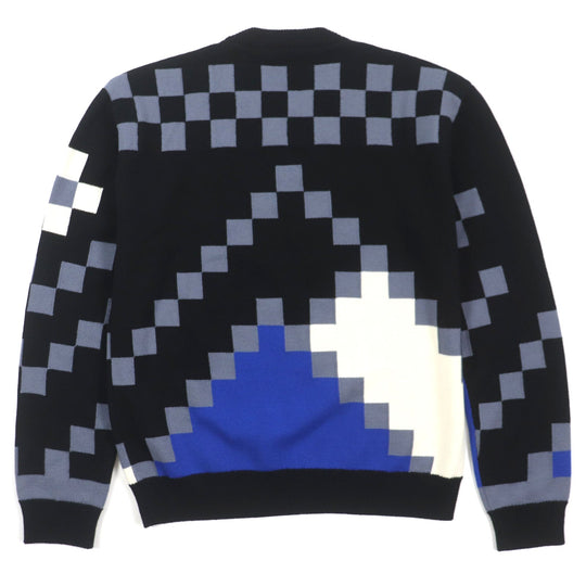 LOUIS VUITTON sweater Main: 100% wool Black Blue Multi LV Fair Isle Macro mens S Used Authentic