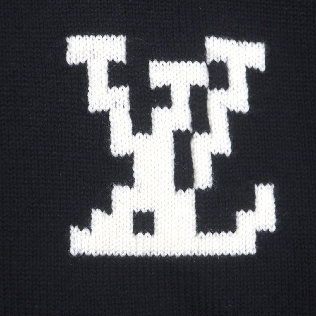 LOUIS VUITTON sweater Main: 100% wool Black Blue Multi LV Fair Isle Macro mens S Used Authentic
