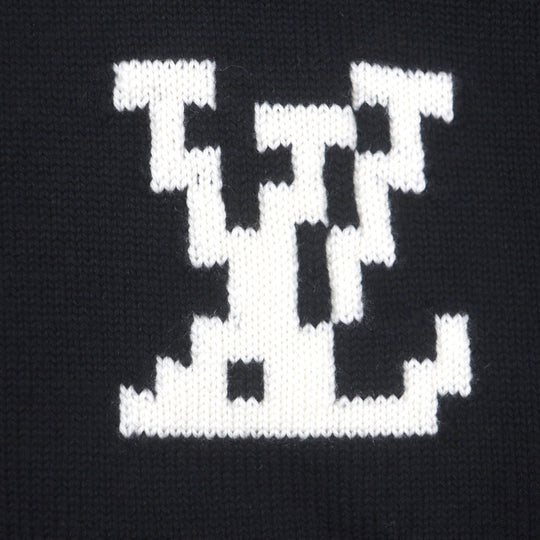 LOUIS VUITTON sweater Main: 100% wool Black Blue Multi LV Fair Isle Macro mens S Used Authentic