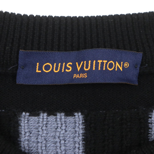 LOUIS VUITTON sweater Main: 100% wool Black Blue Multi LV Fair Isle Macro mens S Used Authentic