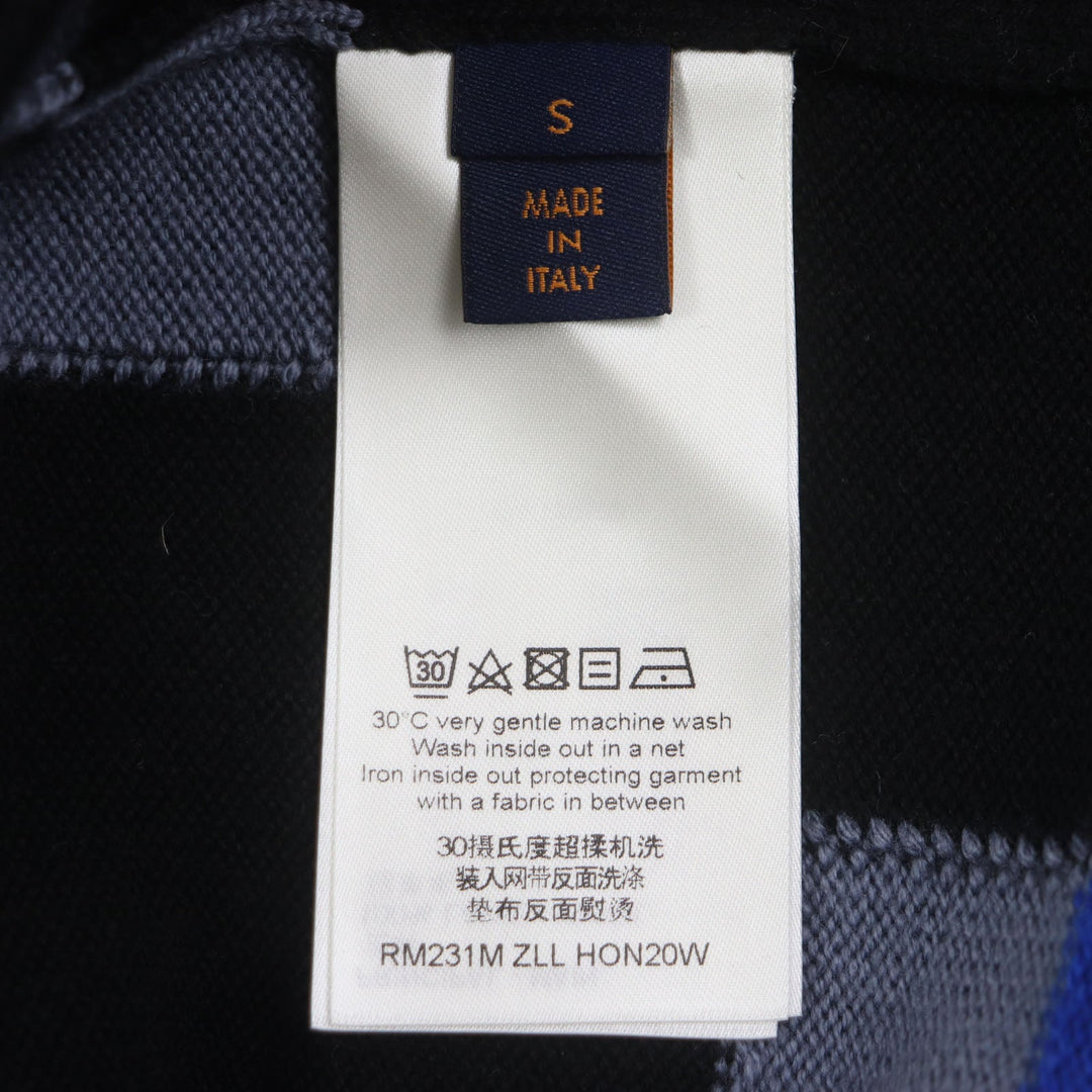 LOUIS VUITTON sweater Main: 100% wool Black Blue Multi LV Fair Isle Macro mens S Used Authentic