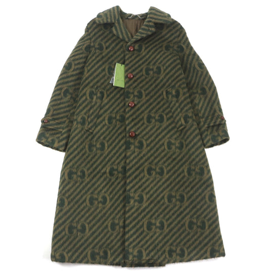 GUCCI Stainless collar coat 639261 Outer: 55% llama, Outer: 45% wool, Lining: 100% rayon, Part: 82% polyester, Part: 18% polyester green mens 44 Used Authentic