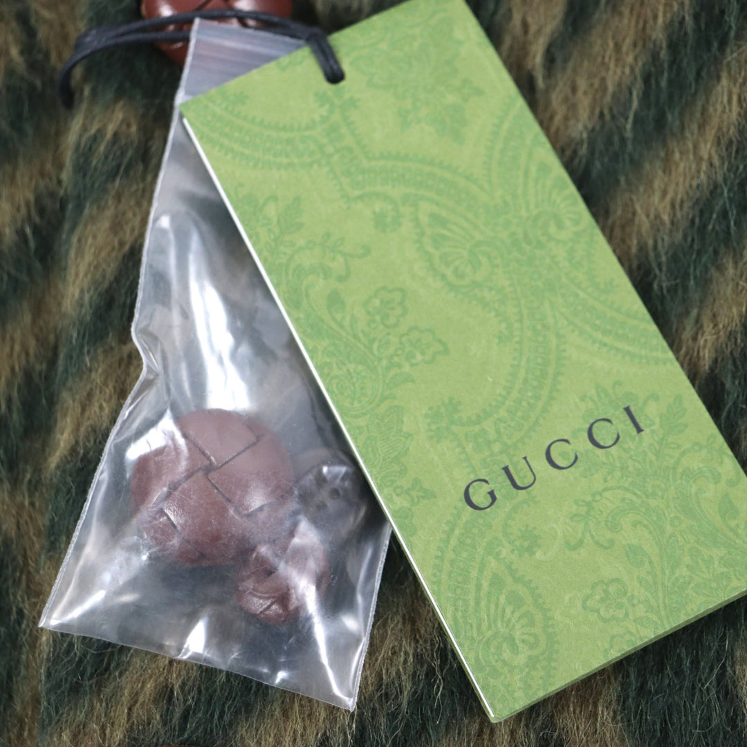 GUCCI Stainless collar coat 639261 Outer: 55% llama, Outer: 45% wool, Lining: 100% rayon, Part: 82% polyester, Part: 18% polyester green mens 44 Used Authentic