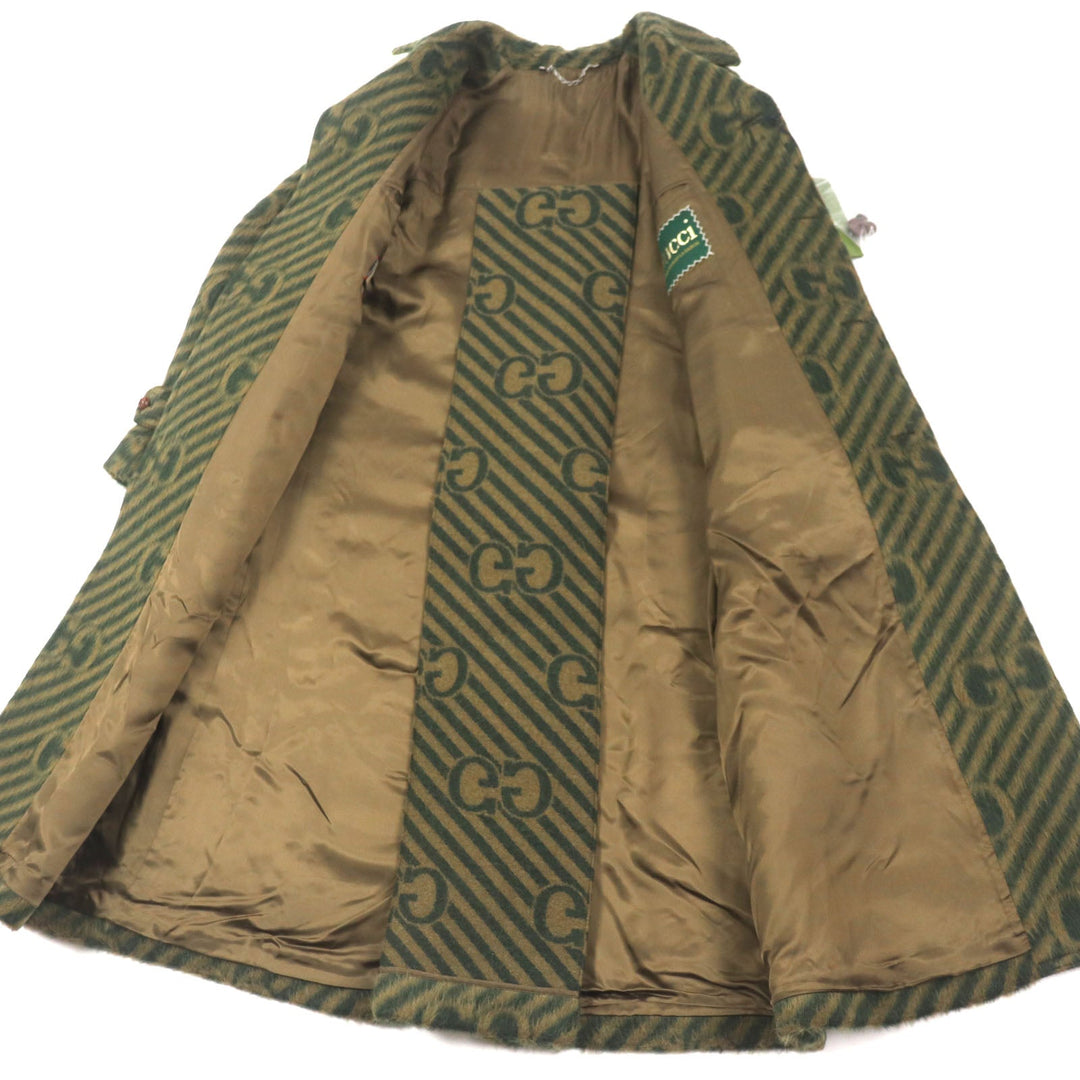 GUCCI Stainless collar coat 639261 Outer: 55% llama, Outer: 45% wool, Lining: 100% rayon, Part: 82% polyester, Part: 18% polyester green mens 44 Used Authentic