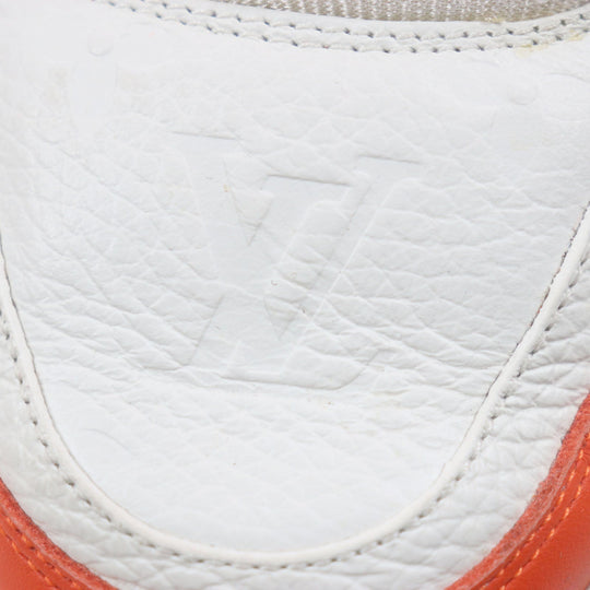 LOUIS VUITTON sneakers Main: Leather Orange white Trainer line mens 7 Used Authentic