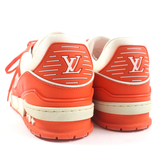 LOUIS VUITTON sneakers Main: Leather Orange white Trainer line mens 7 Used Authentic