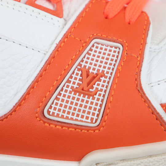 LOUIS VUITTON sneakers Main: Leather Orange white Trainer line mens 7 Used Authentic