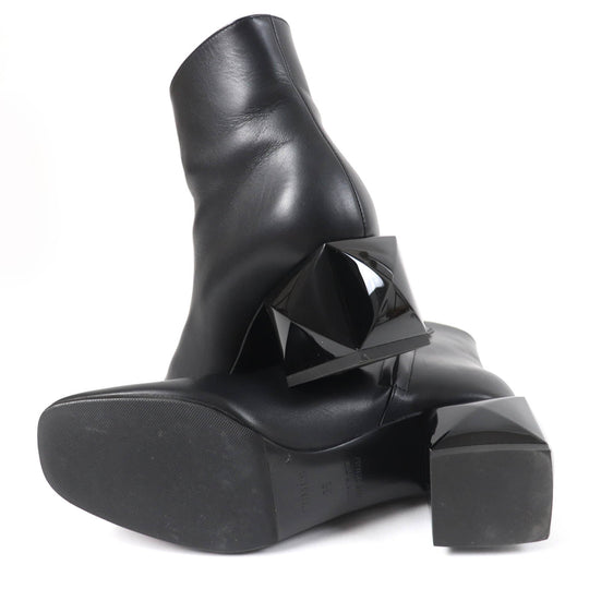 HERMES Ankle boots Main: Leather black Women 36 Used Authentic