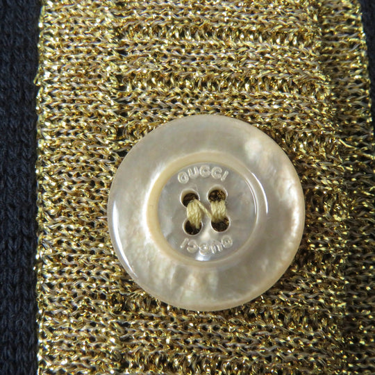 GUCCI cardigan 526758 Main: 77% cotton, Main: 12% nylon, Main: 11% metal fiber, Part: 50% metal fiber, Part: 50% nylon Dark navy gold Women XL Used Authentic