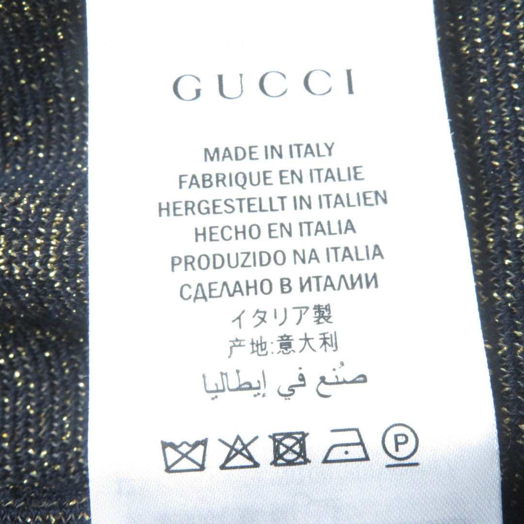 GUCCI cardigan 526758 Main: 77% cotton, Main: 12% nylon, Main: 11% metal fiber, Part: 50% metal fiber, Part: 50% nylon Dark navy gold Women XL Used Authentic