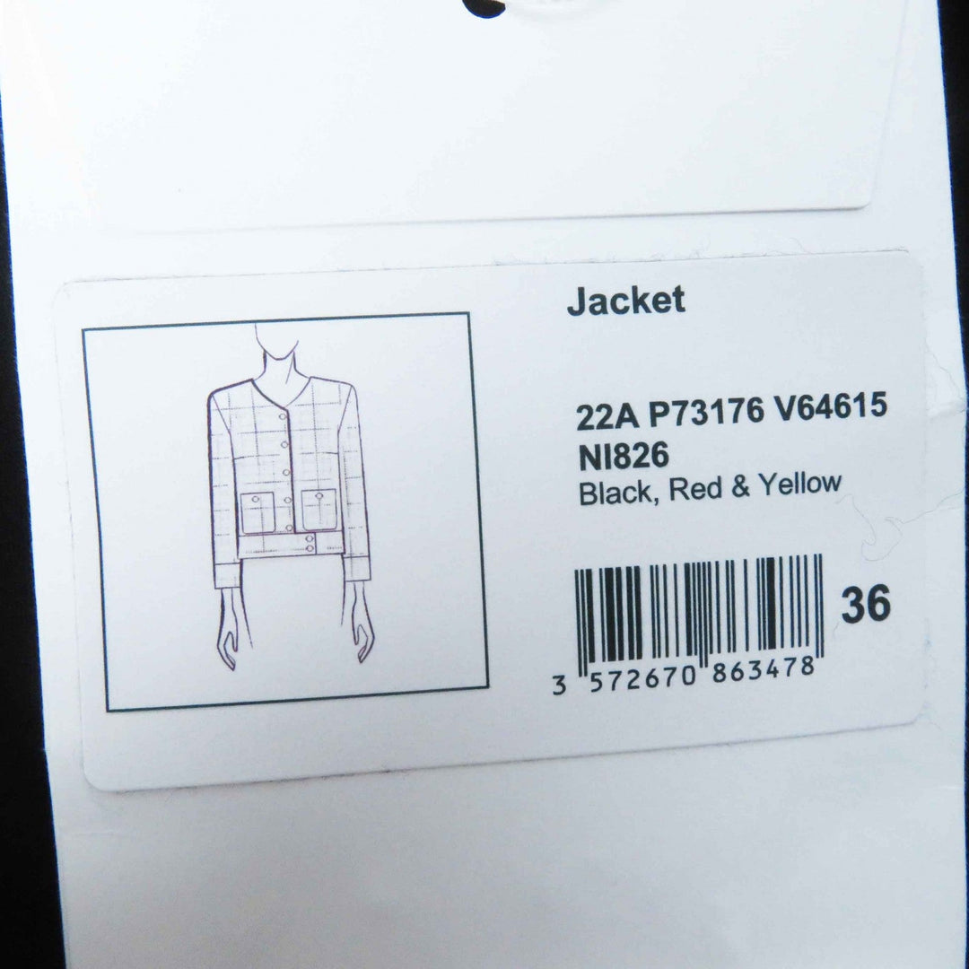 CHANEL Jacket 22A P73176 Outer material: 43% cotton, Outer material: 22% wool, Outer material: 13% cashmere, Outer material: 11% polyester, Outer material: 11% silk Black Red Yellow Women 36 Used Authentic