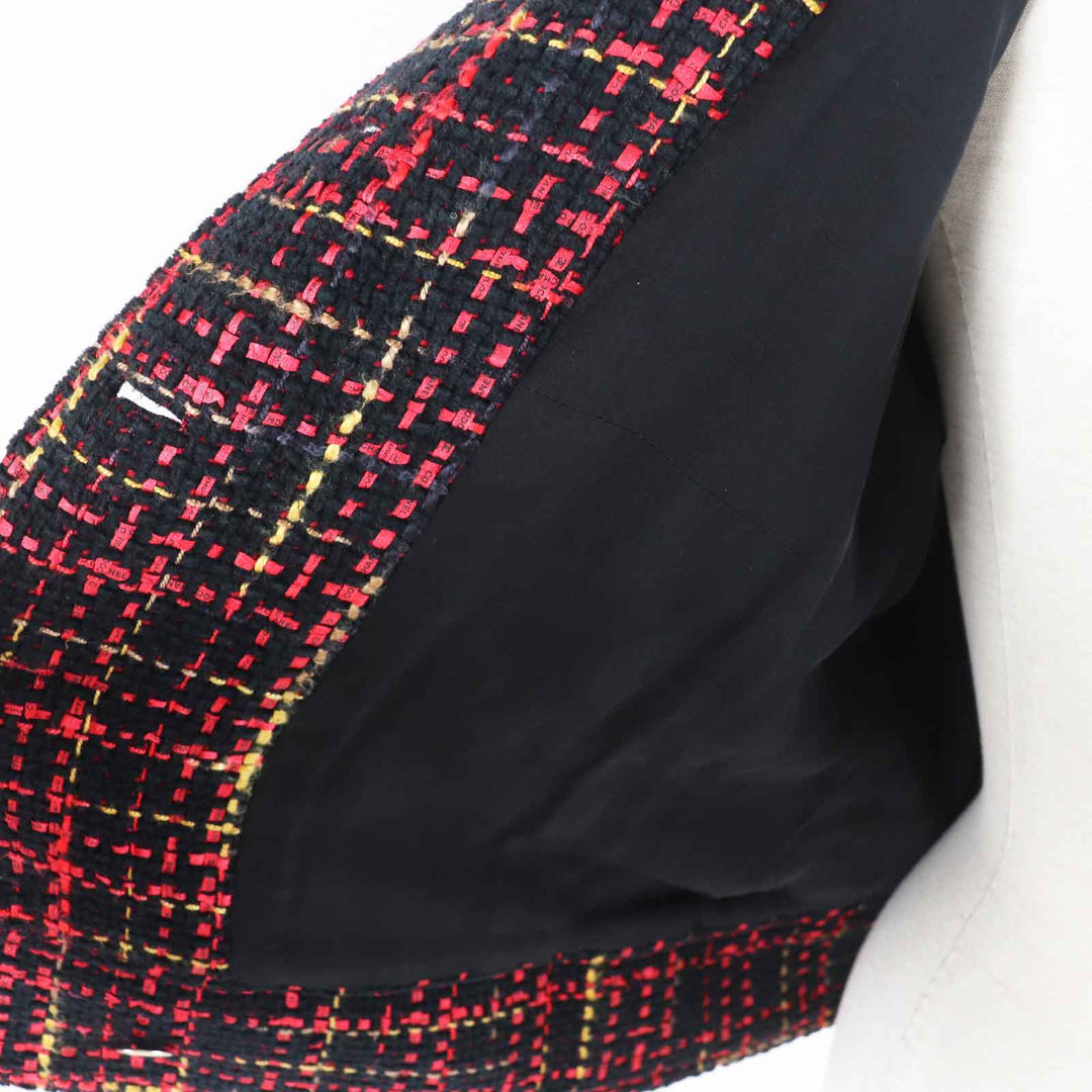 CHANEL Jacket 22A P73176 Outer material: 43% cotton, Outer material: 22% wool, Outer material: 13% cashmere, Outer material: 11% polyester, Outer material: 11% silk Black Red Yellow Women 36 Used Authentic