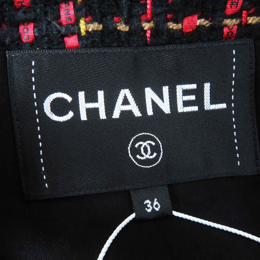 CHANEL Jacket 22A P73176 Outer material: 43% cotton, Outer material: 22% wool, Outer material: 13% cashmere, Outer material: 11% polyester, Outer material: 11% silk Black Red Yellow Women 36 Used Authentic