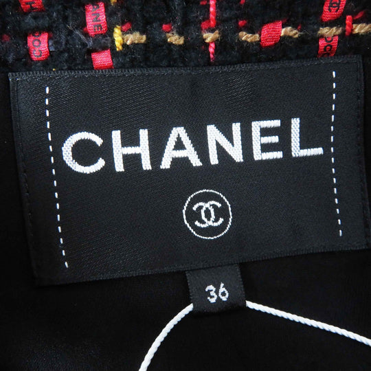 CHANEL Jacket 22A P73176 Outer material: 43% cotton, Outer material: 22% wool, Outer material: 13% cashmere, Outer material: 11% polyester, Outer material: 11% silk Black Red Yellow Women 36 Used Authentic
