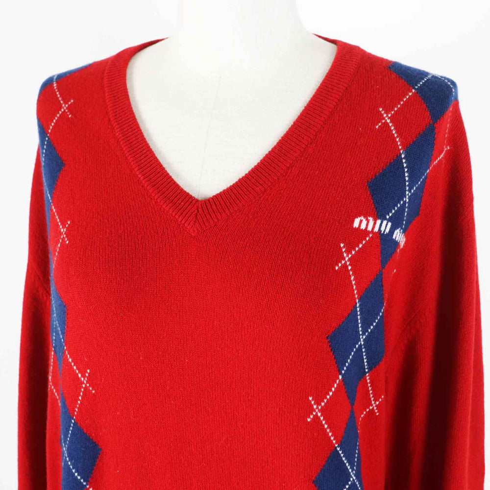 MIUMIU knit MML691 Outer material: 89% cashmere, Outer material: 10% polyamide, Outer material: 1% elastane, Part: 100% cashmere Red blue Women 36 Used Authentic