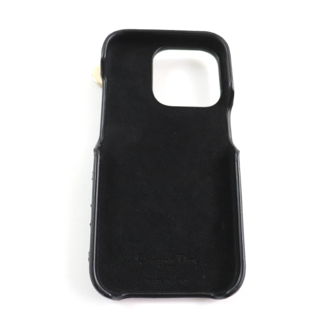 Christian Dior iPhone case S6003ONMJ leather black Lady Dior Women Used Authentic